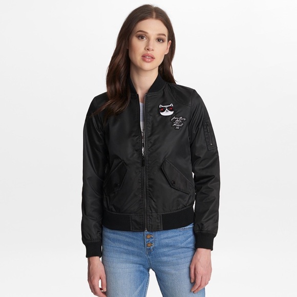 Karl Lagerfeld Black Bomber Jacket - Picture 2 of 9